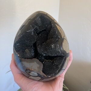🐉 6.4lb Massive Septarian Dragon Egg w/ Dark Druzy Crystals – Rare & Stunning! 🐉
